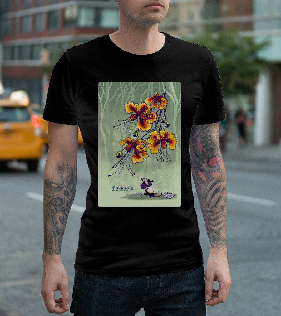 Poinciana Flower Fantasy With Relaxing Creature In Nature Scene T-Shirt