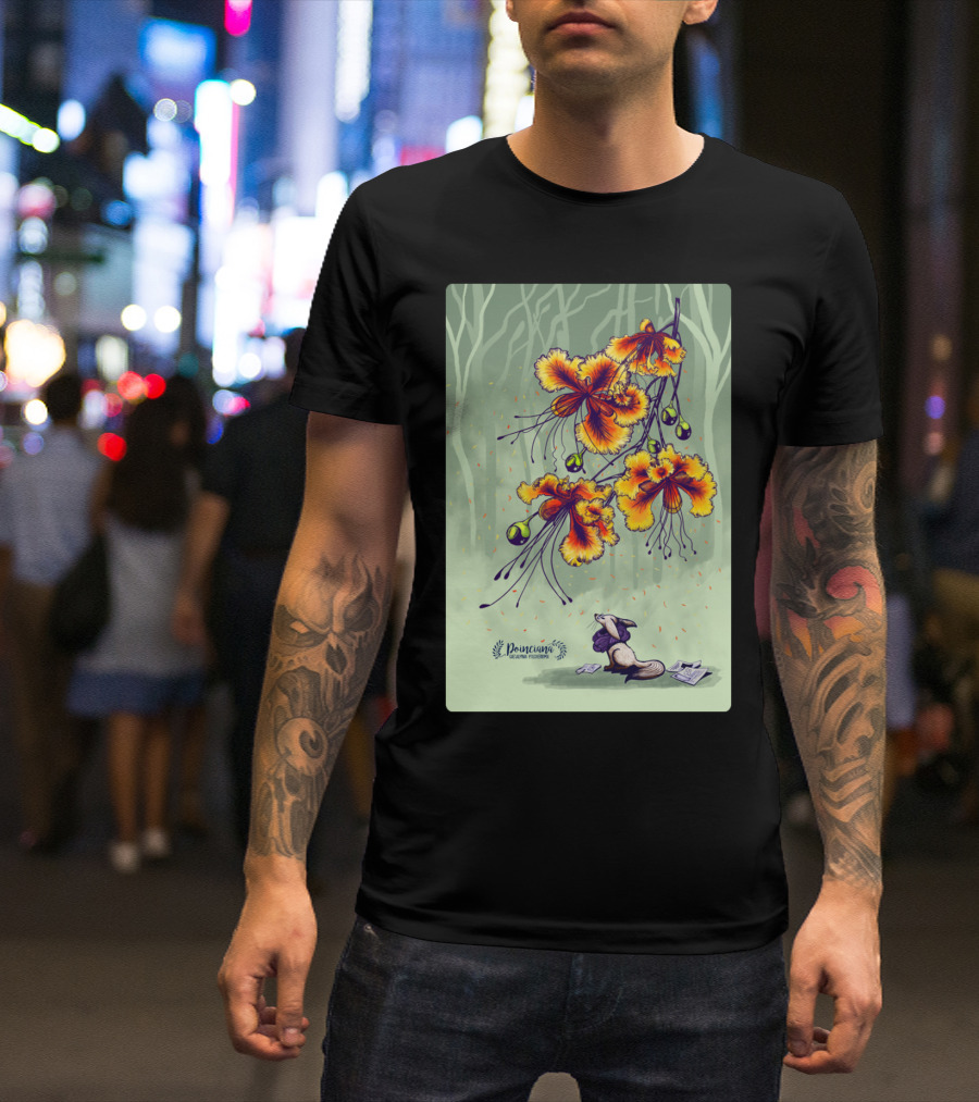 Poinciana Flower Fantasy With Relaxing Creature In Nature Scene T-Shirt