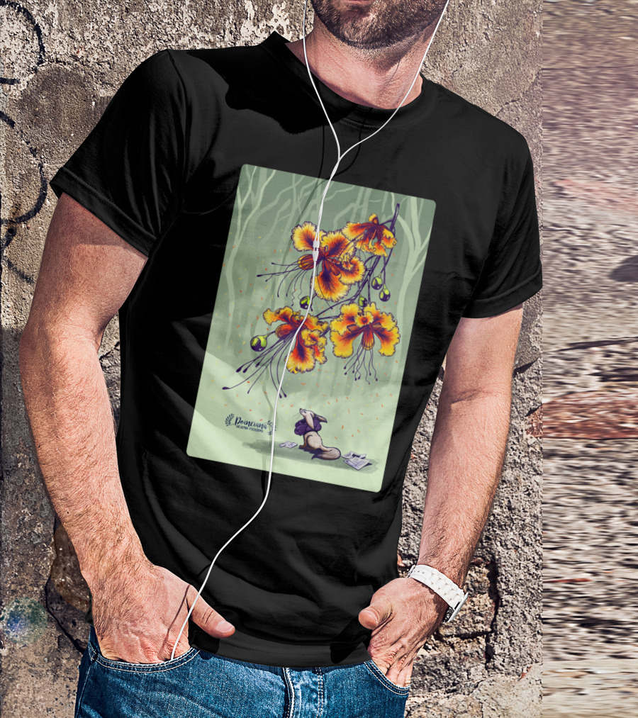 Poinciana Flower Fantasy With Relaxing Creature In Nature Scene T-Shirt