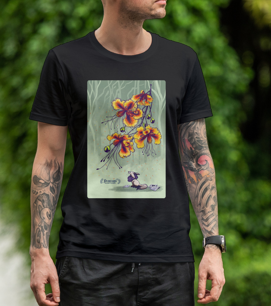 Poinciana Flower Fantasy With Relaxing Creature In Nature Scene T-Shirt