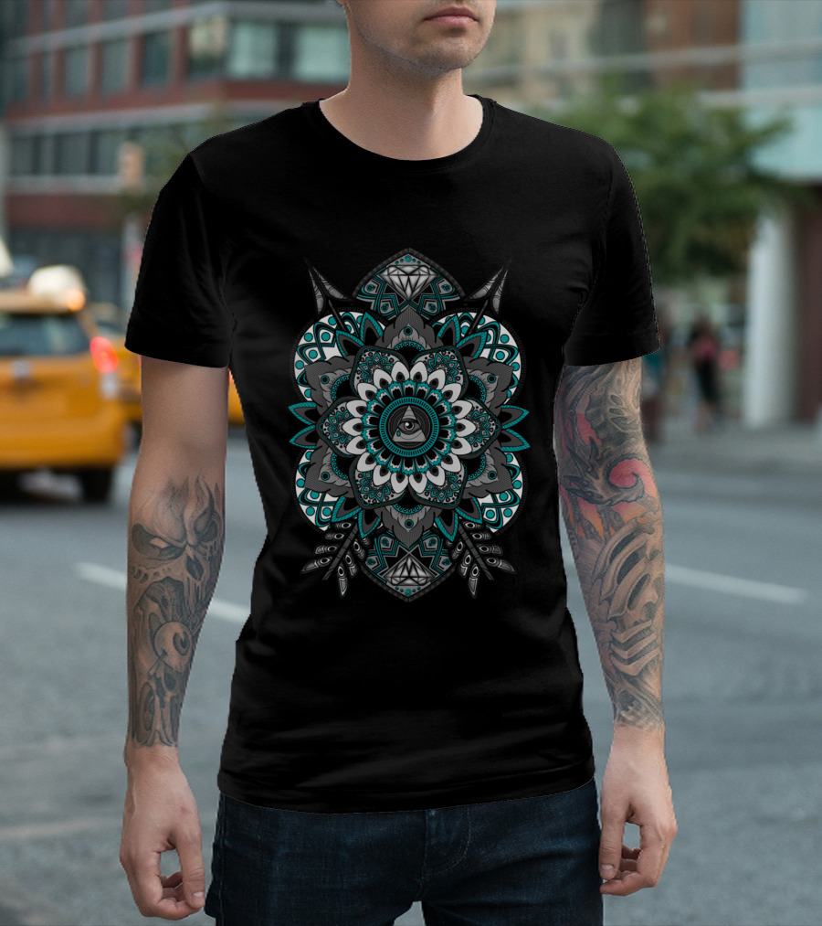 Corrupted Flower Of Life All-Seeing Eye Mandala T-Shirt