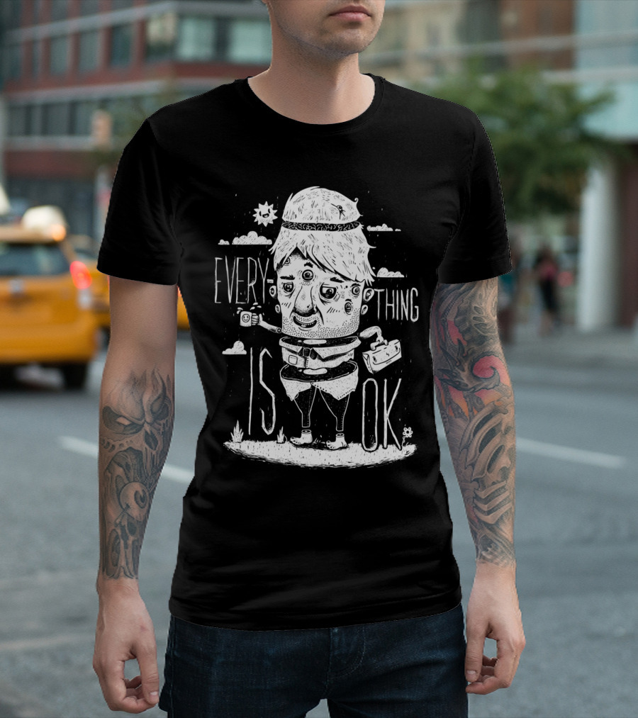 EVERYTHING IS OK Optimism Character Clouds Sun T-Shirt