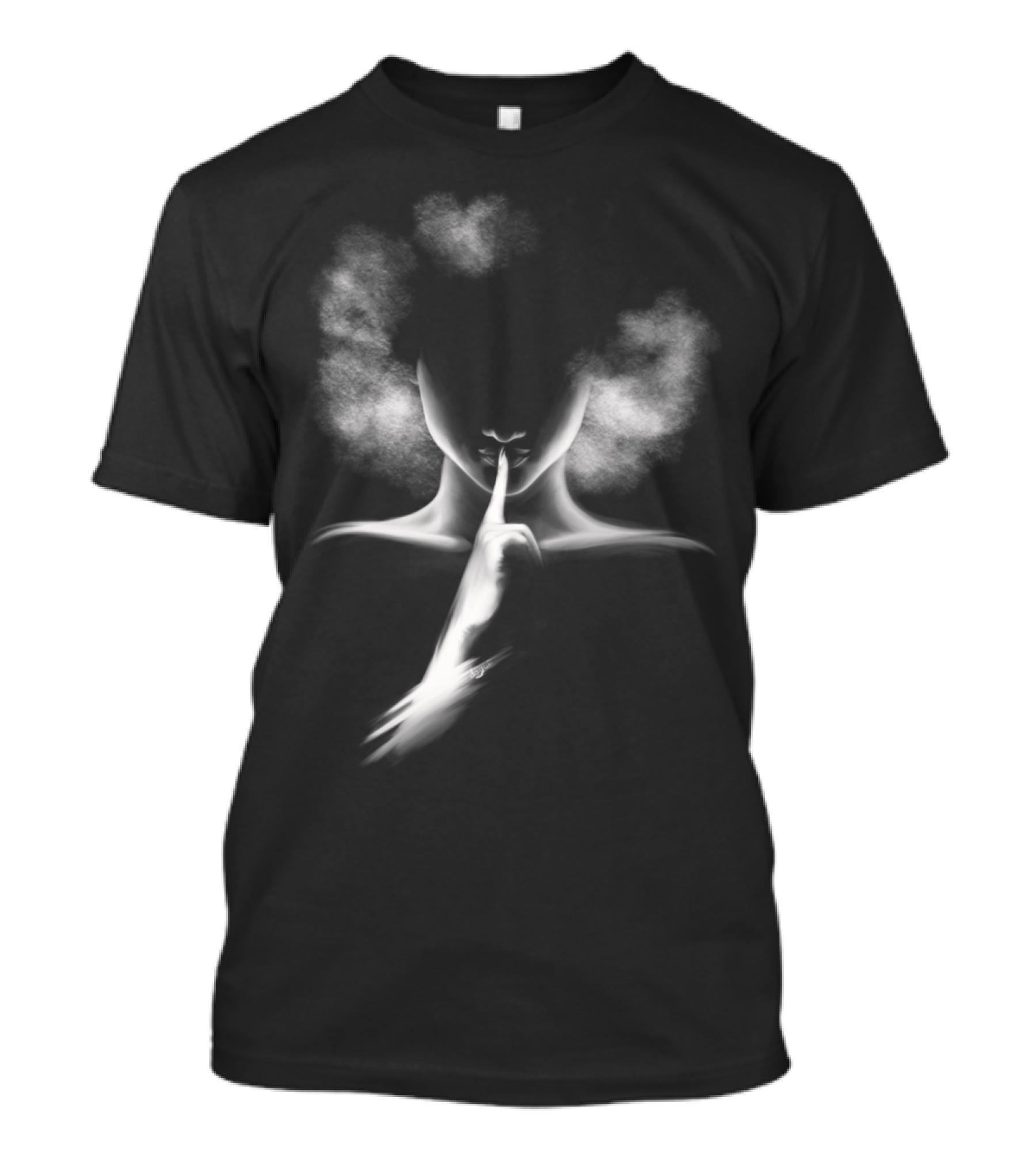Femme Fatale Afro Mysterious Silhouette With Secretive Finger Gesture T-Shirt