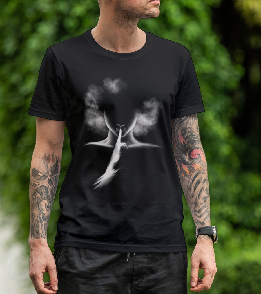 Femme Fatale Afro Mysterious Silhouette With Secretive Finger Gesture T-Shirt