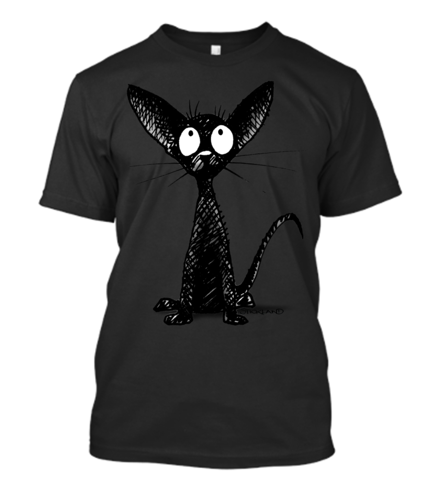 Little Black Cat Illustration By Kland T-Shirt