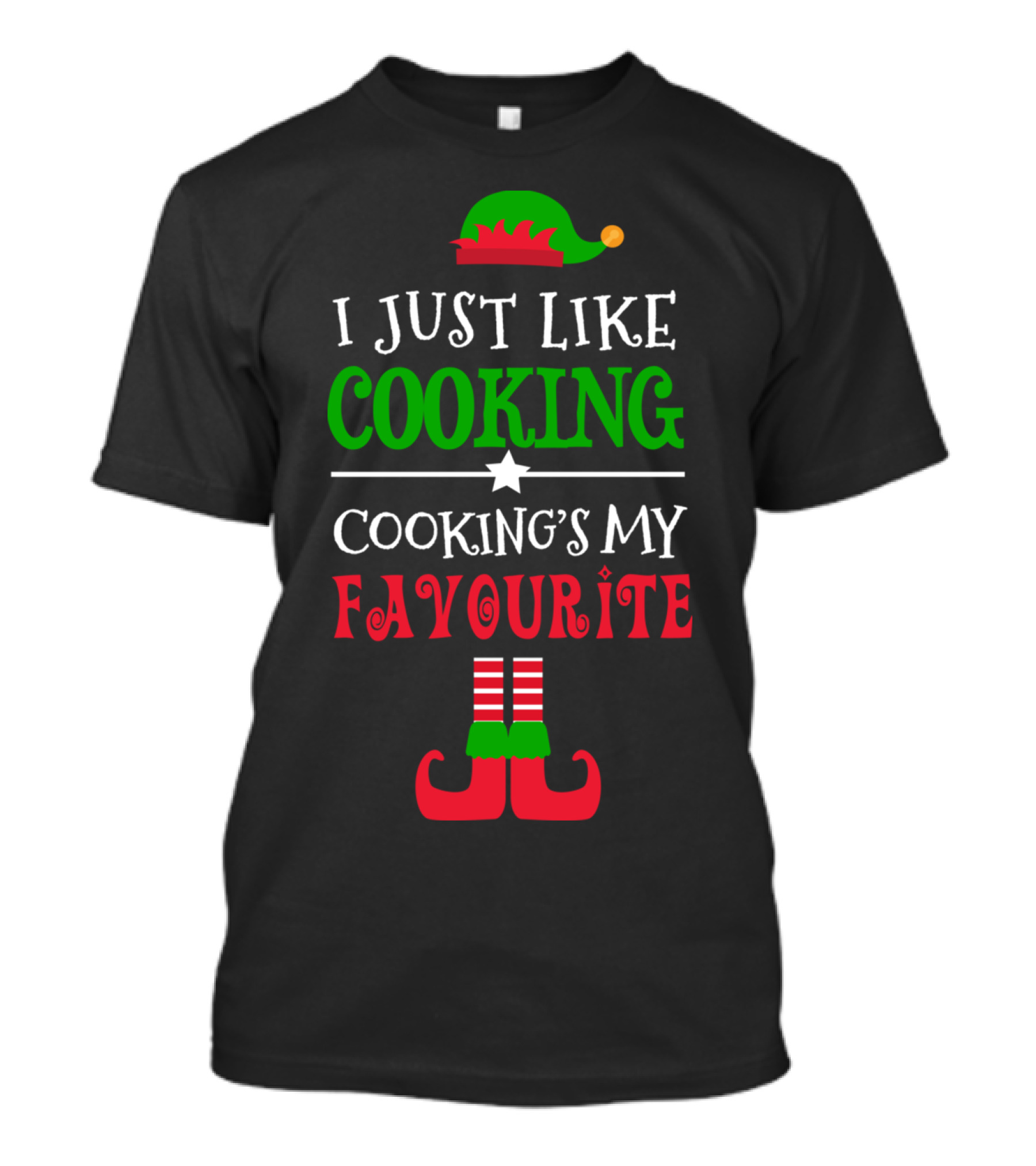 I Just Like Cooking Cooking's My Favourite Christmas Elf Hat And Shoes T-Shirt