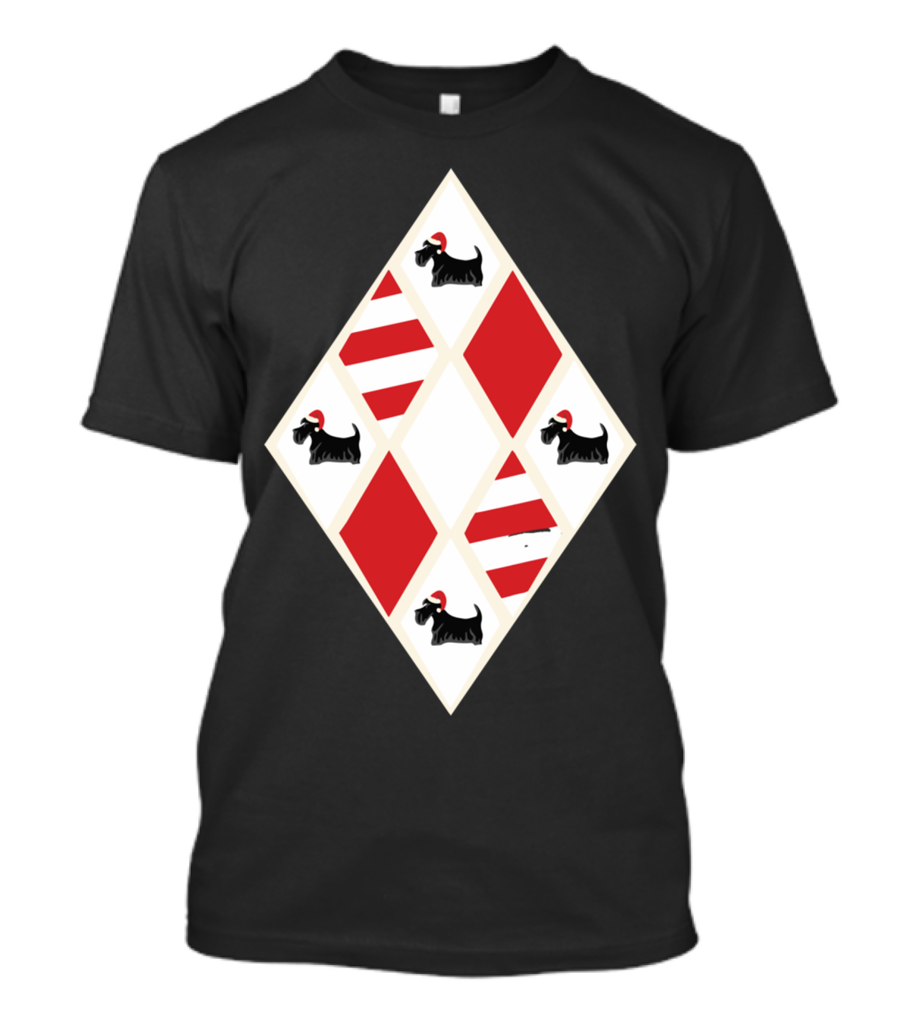 Scottie Dog Christmas Red Santa Hat T-Shirt