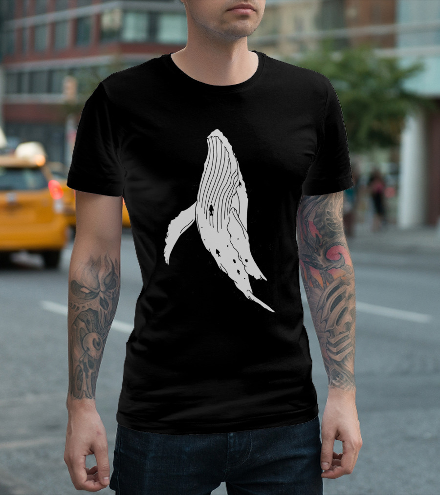 Whale with Diver in Minimalist T-Shirt