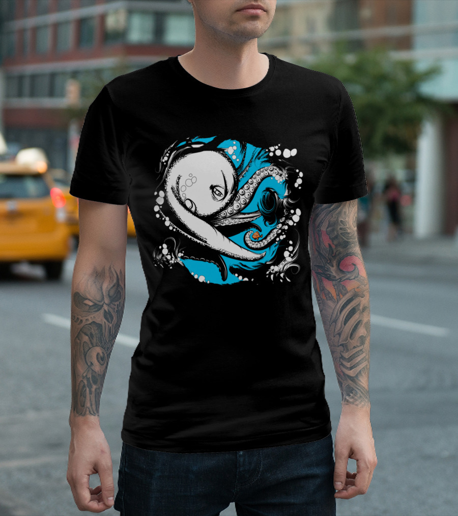 Octopus Swirl With Little Fish Adventure T-Shirt