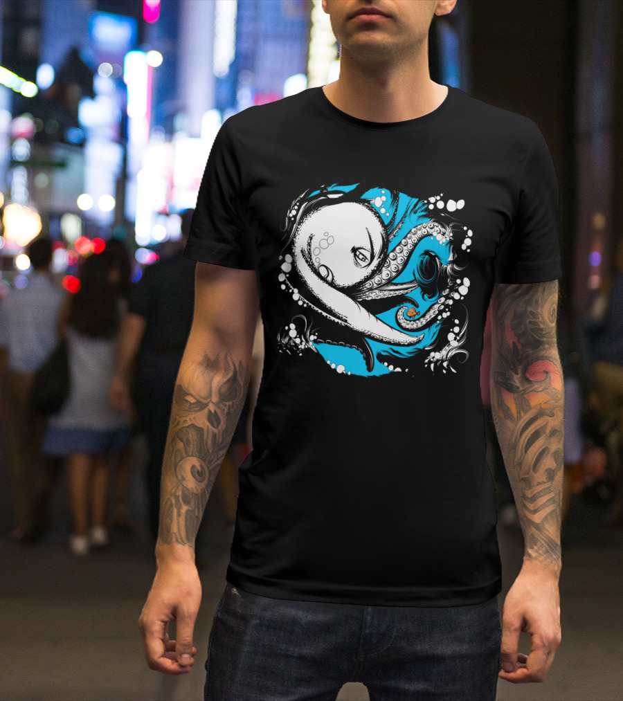 Octopus Swirl With Little Fish Adventure T-Shirt