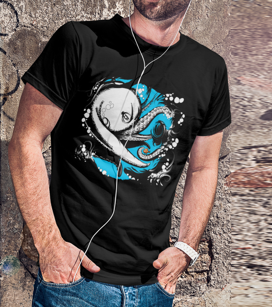 Octopus Swirl With Little Fish Adventure T-Shirt