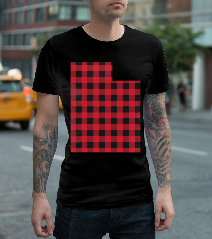 Red And Black Checkered Utah State T-Shirt