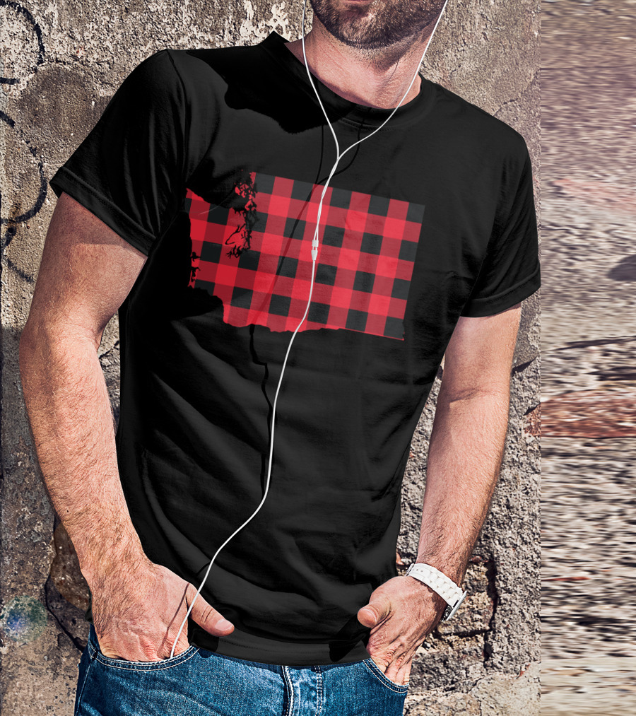 Washington State Red And Black Checkered T-Shirt