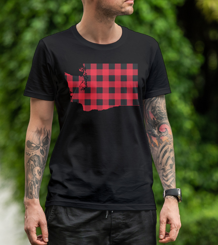 Washington State Red And Black Checkered T-Shirt