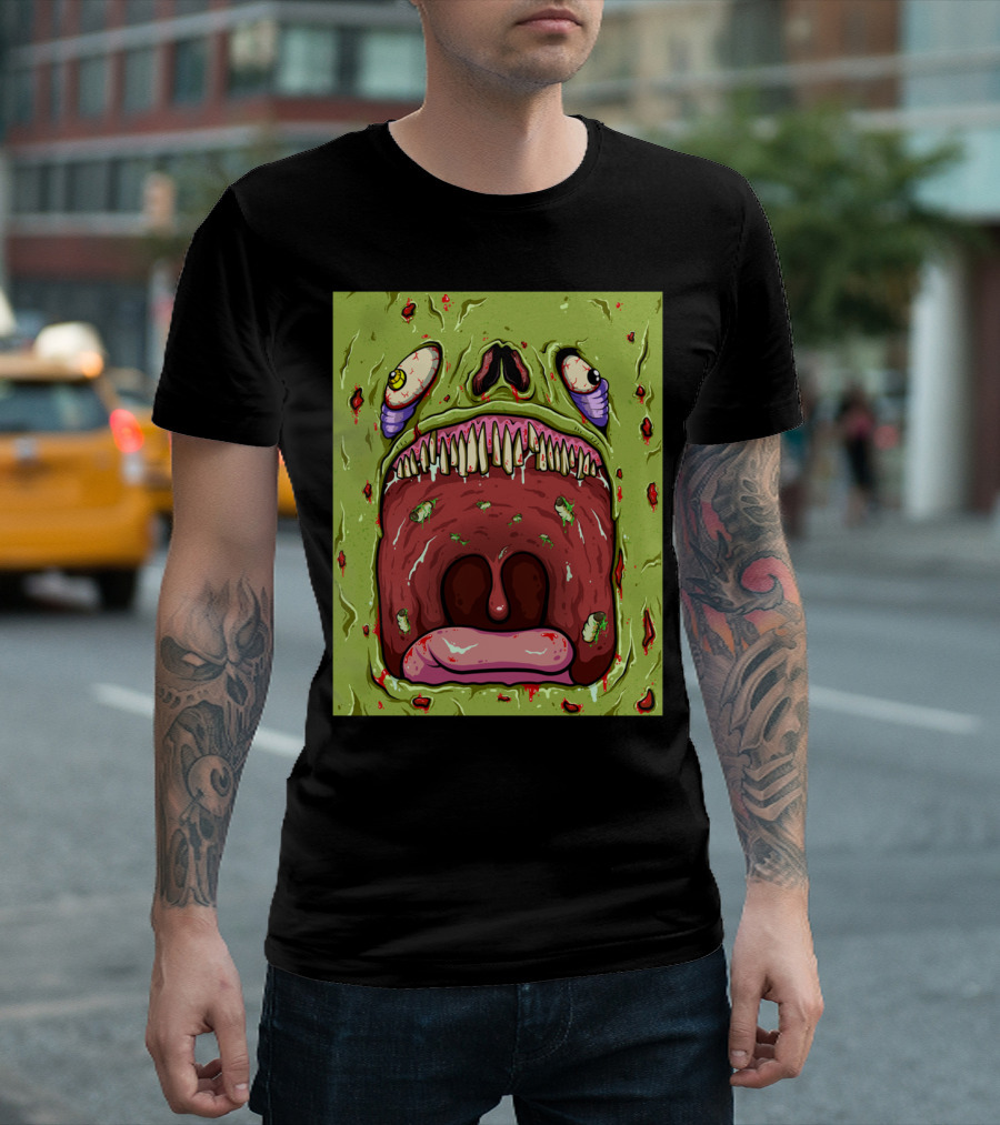 Scum Bag Backpa Monster Face With Cartoon Horror Eyes And Teeth T-Shirt