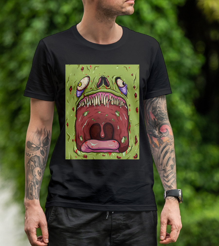 Scum Bag Backpa Monster Face With Cartoon Horror Eyes And Teeth T-Shirt