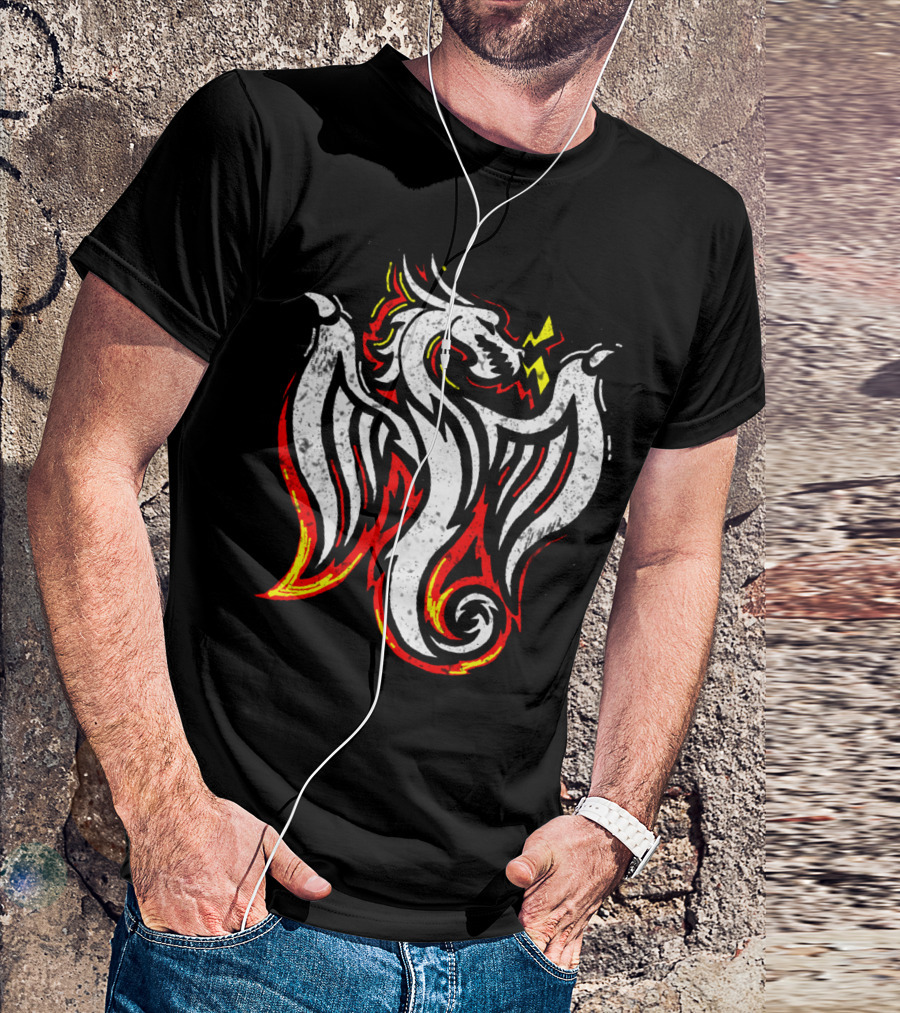 Fiery Dragon Electric Graphics T-Shirt