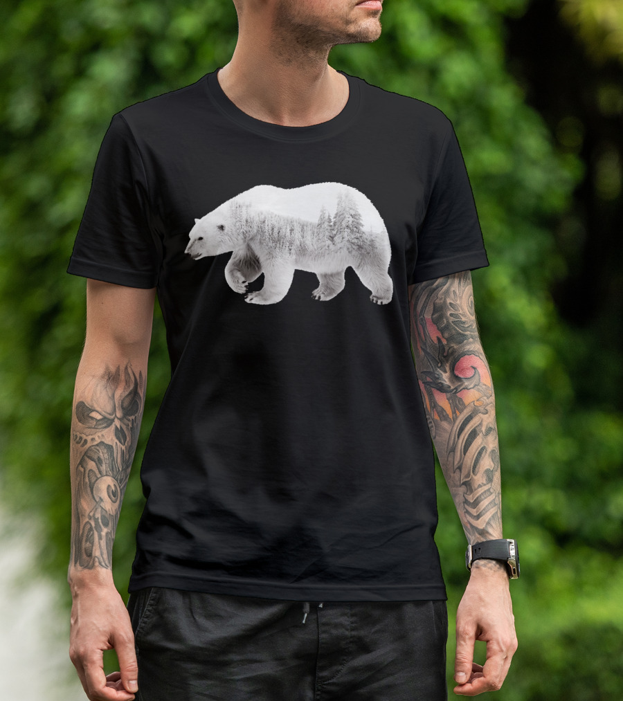 Polar Bear Forest Landscape T-Shirt