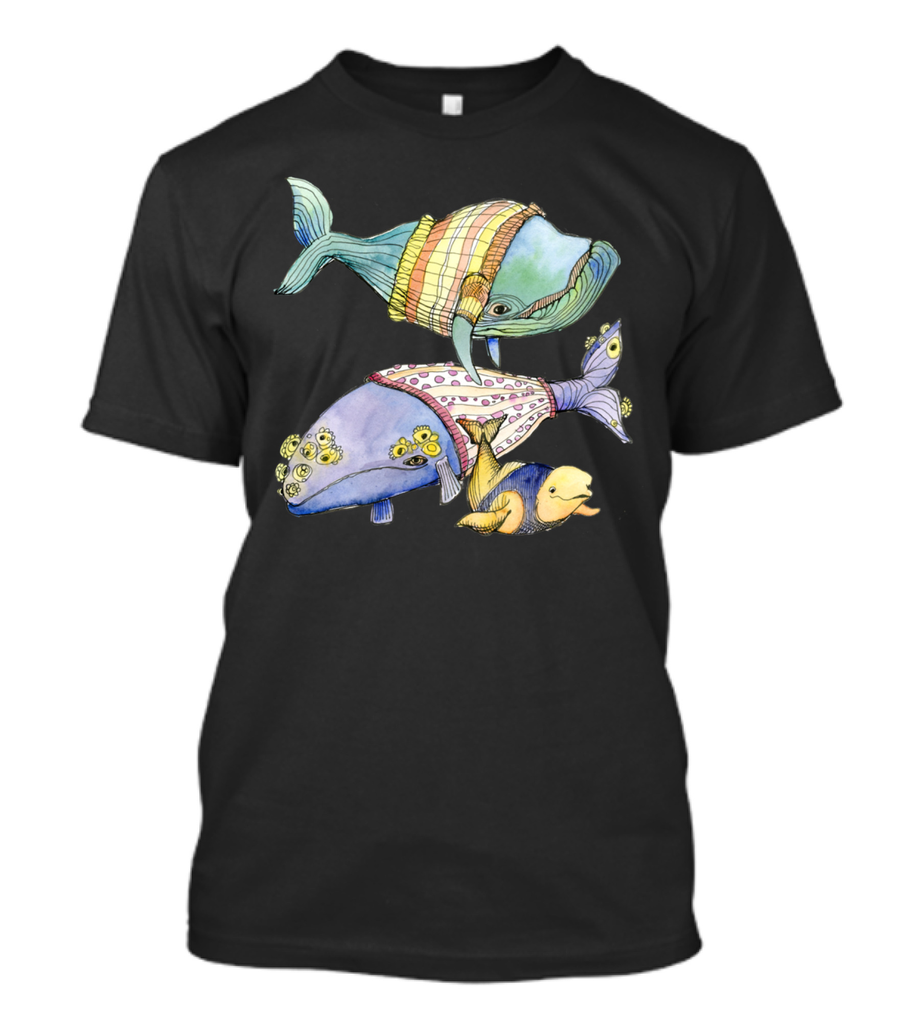 Whales In Colorful Sweaters With Fun T-Shirt