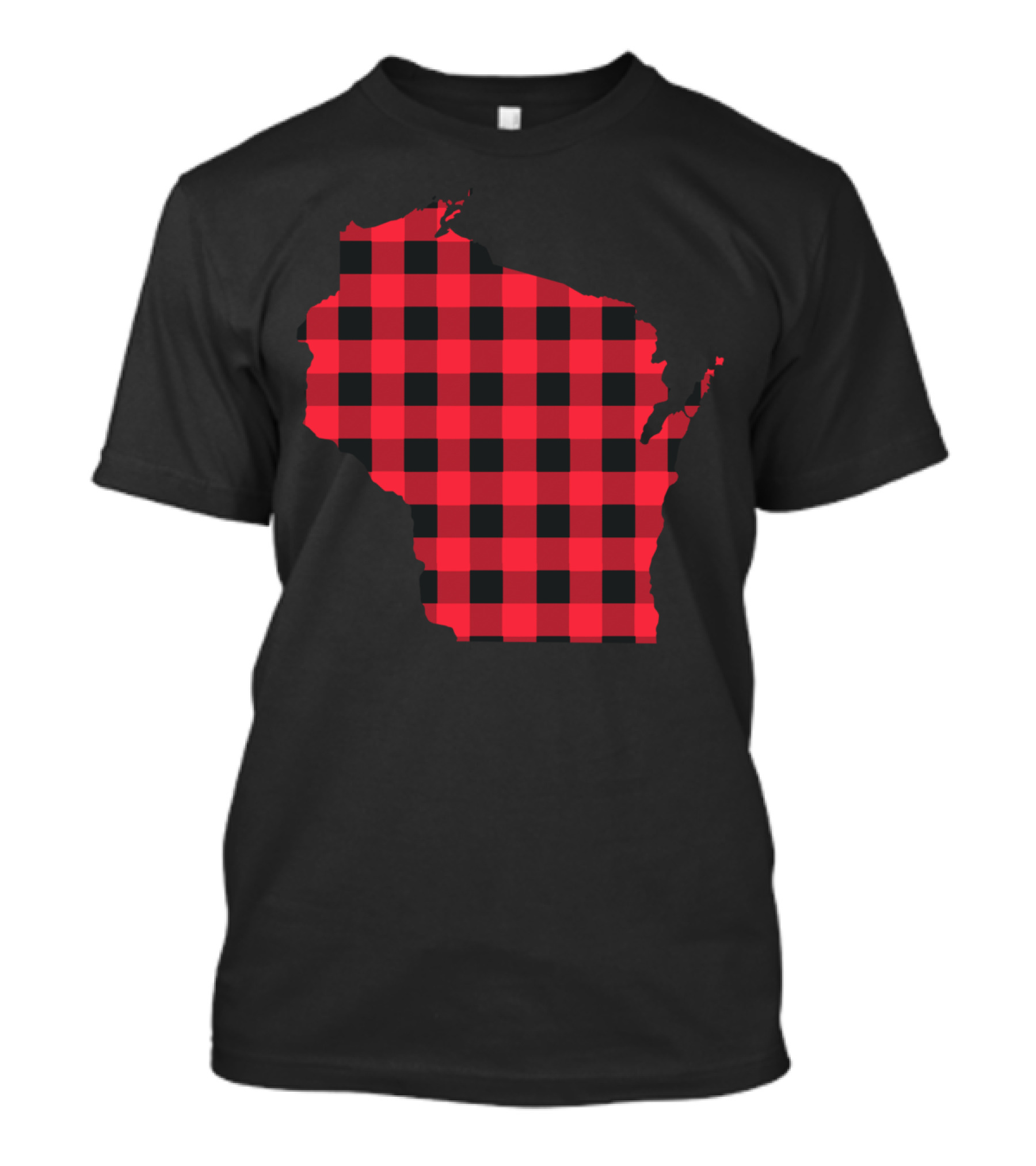 Red And Black Checkered Wisconsin State T-Shirt