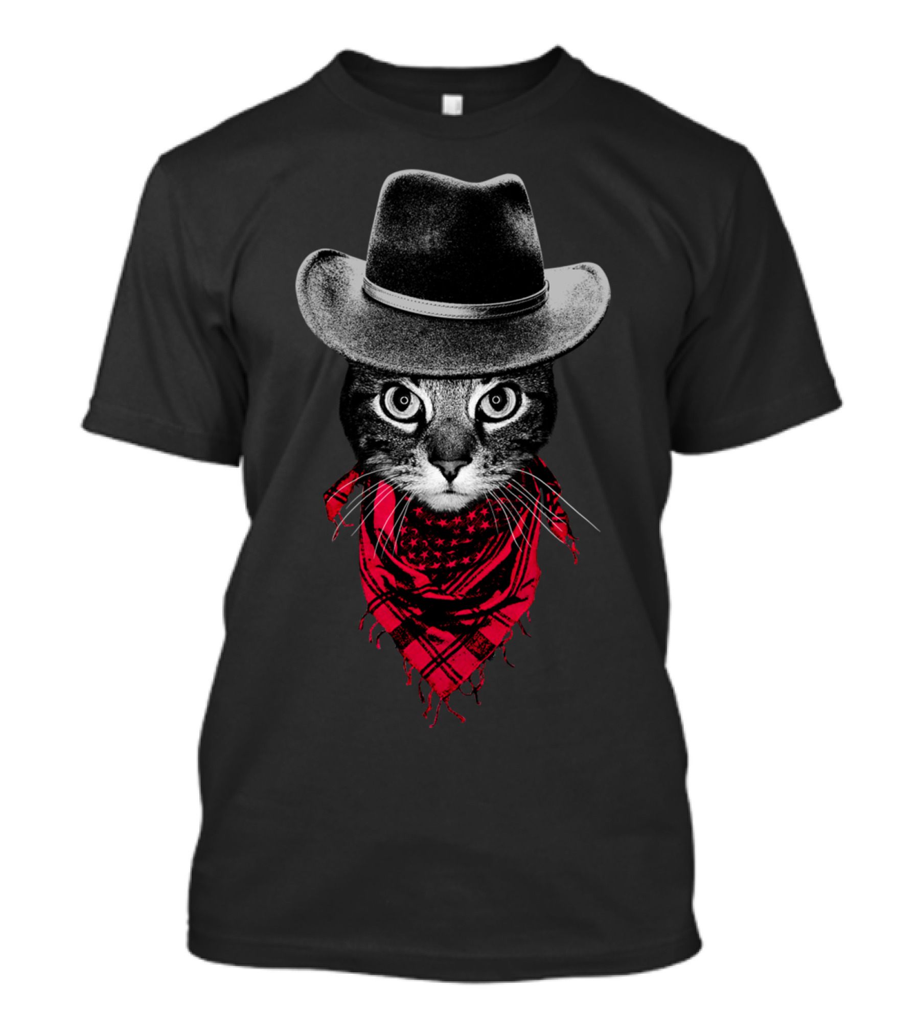 Cowboy Cat In Western Hat And Bandana T-Shirt