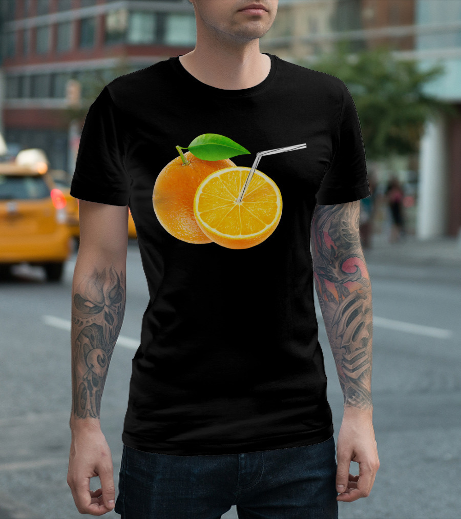 Orange Juice Still Life with Straw T-Shirt