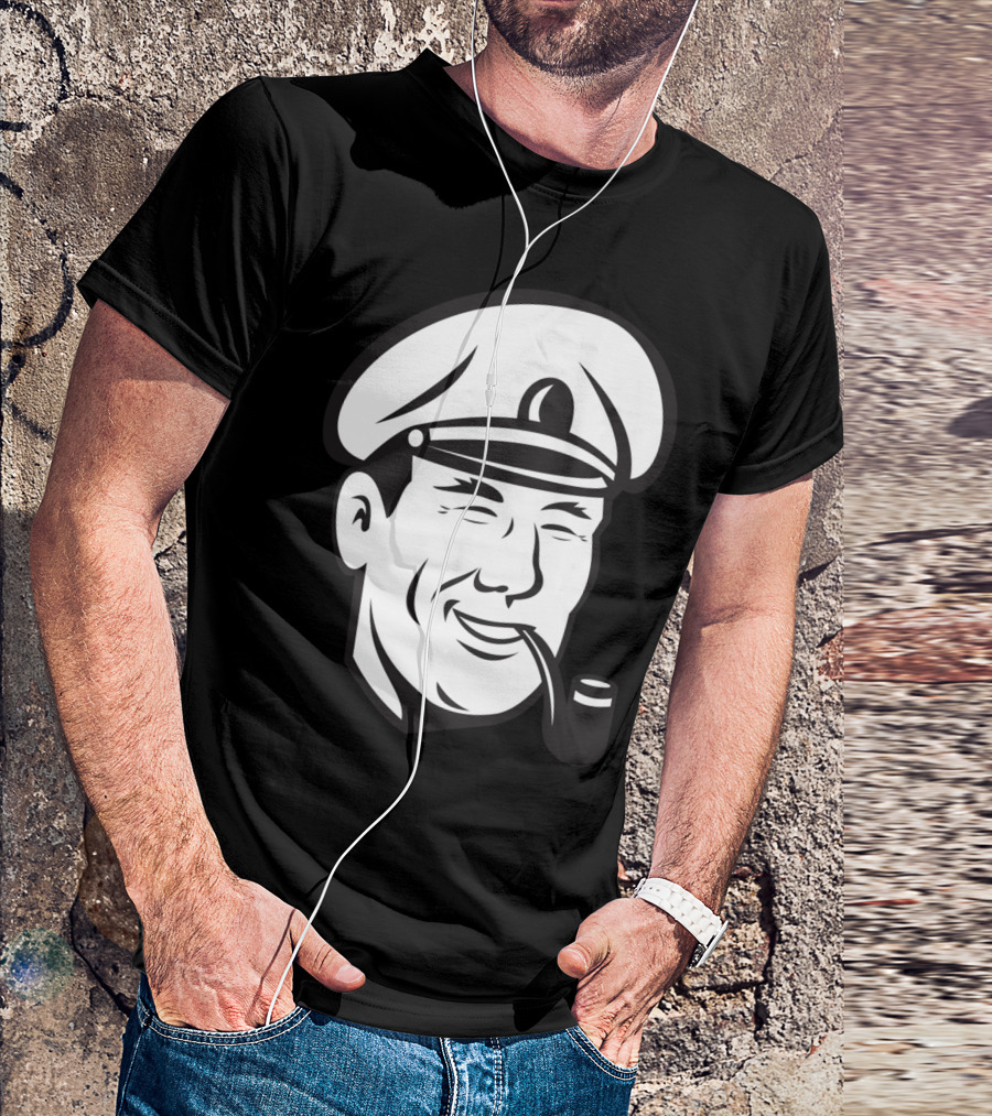 Sea Captain Smiling Smoke Pipe T-Shirt