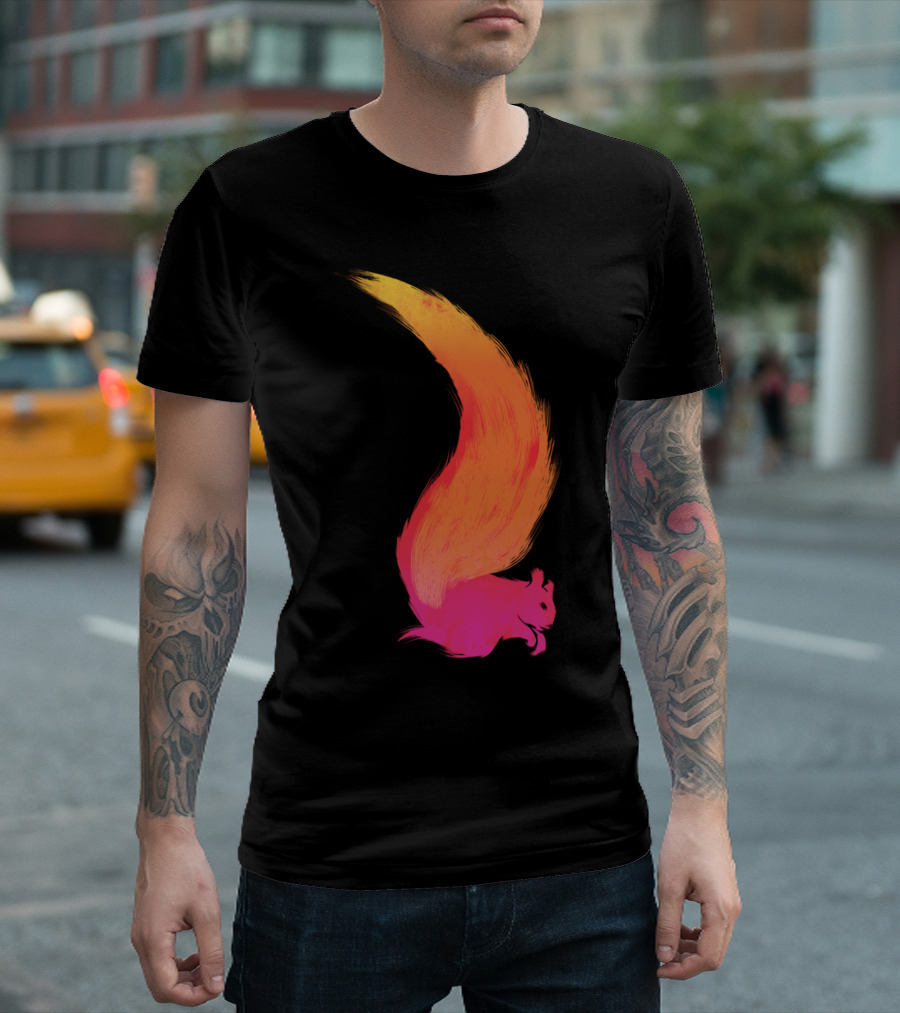 Fiery Squirrel Vibrant Gradient Tail T-Shirt
