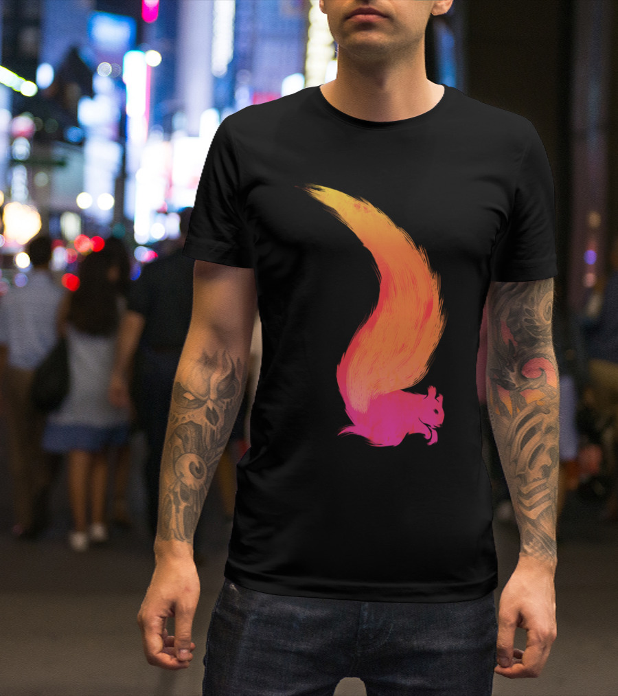 Fiery Squirrel Vibrant Gradient Tail T-Shirt