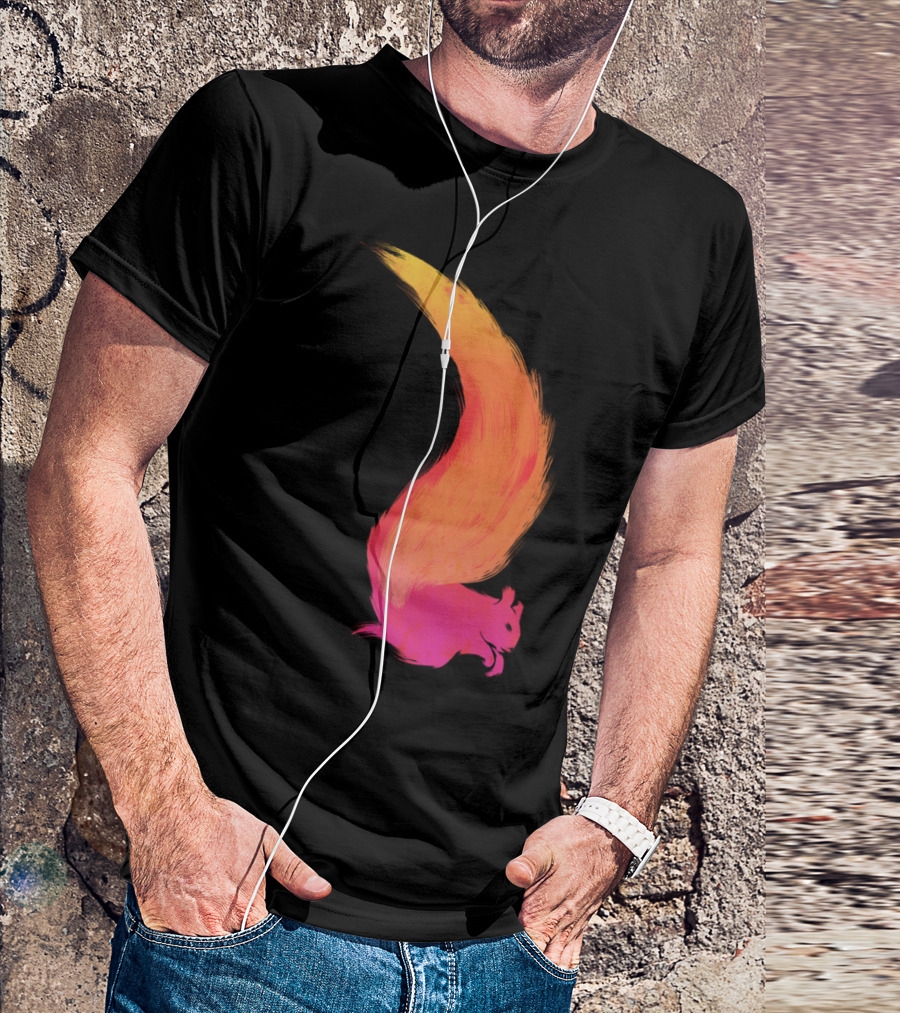 Fiery Squirrel Vibrant Gradient Tail T-Shirt