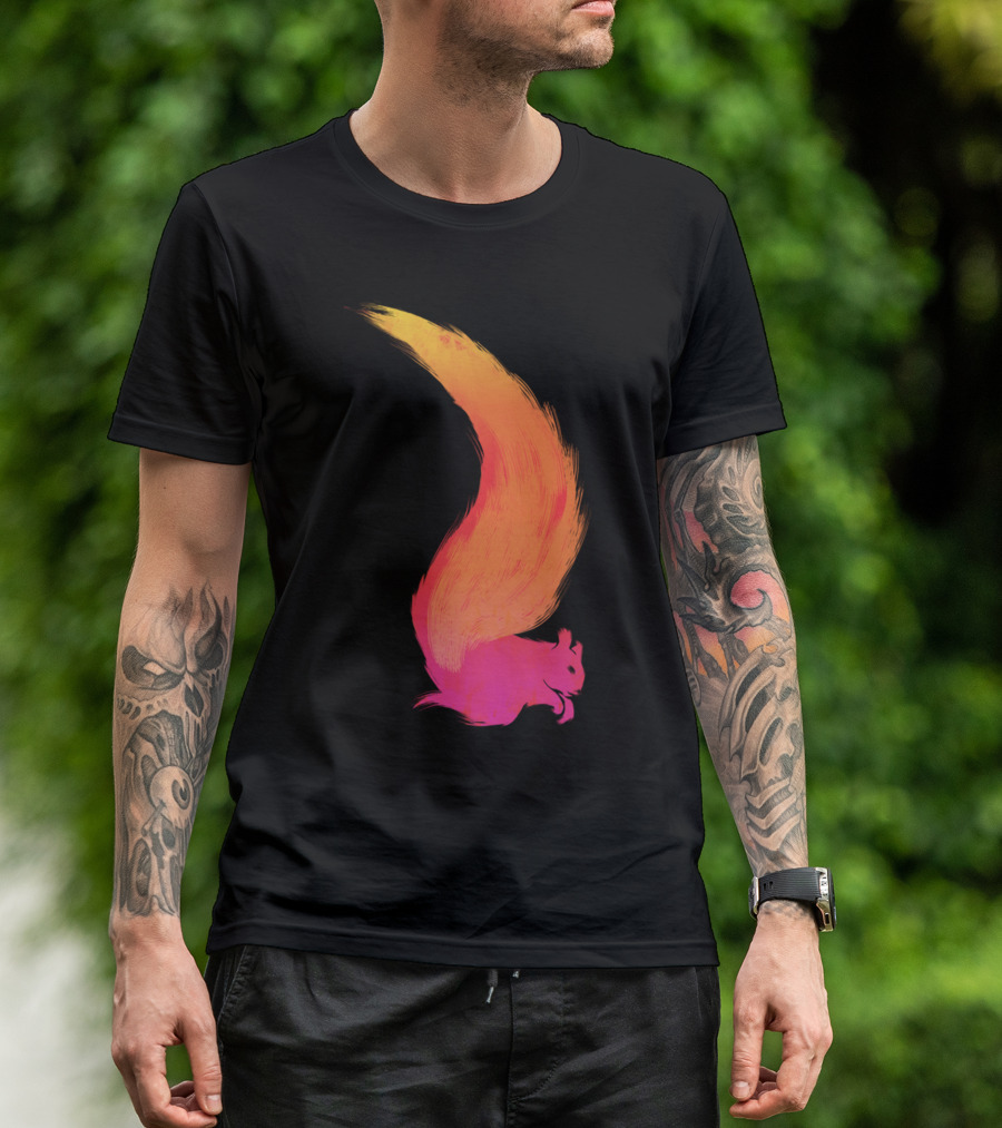 Fiery Squirrel Vibrant Gradient Tail T-Shirt