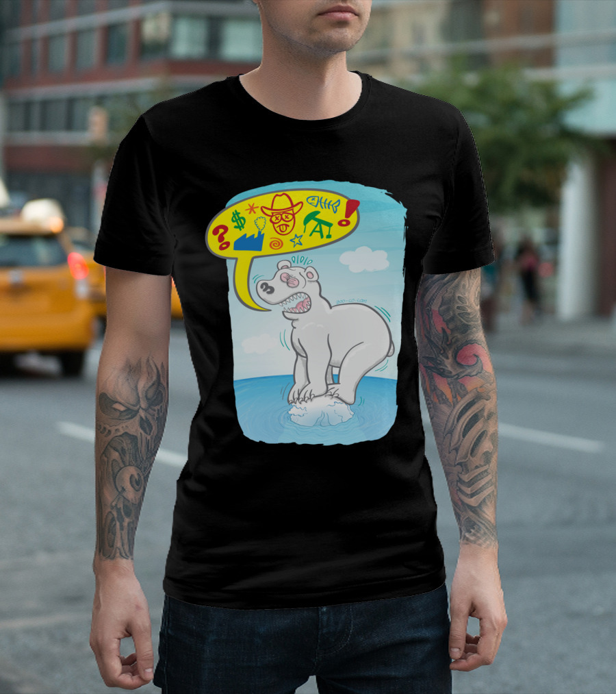 Polar Bear Protest with Colorful Symbols and Doodles T-Shirt