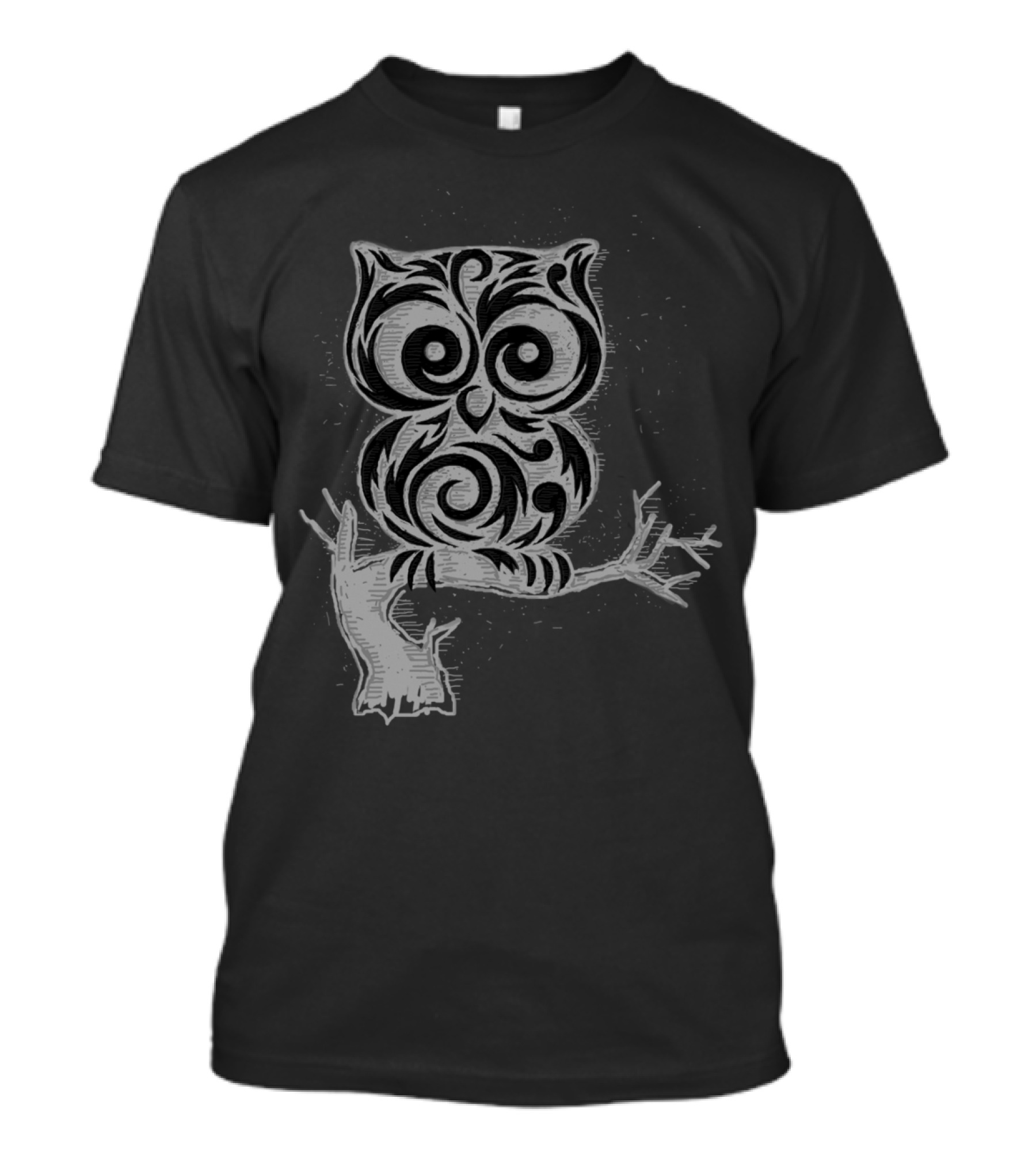 Little Owl Tribal Pattern On Branch T-Shirt