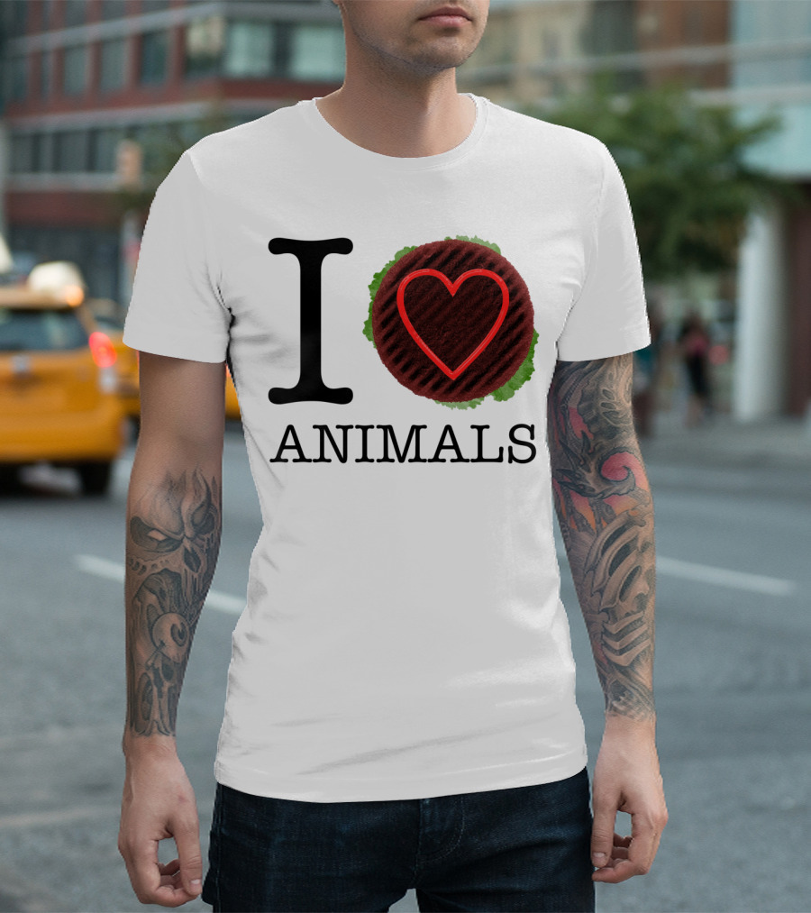 I Love Animals Meat Lover Burger Grill Grate Lettuce T-Shirt