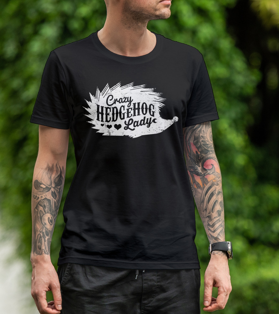 Crazy Hedgehog Lady Hearts T-Shirt