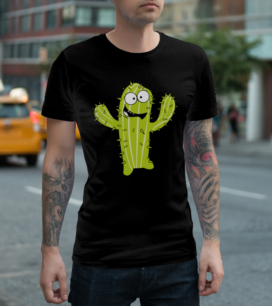 Hug Me Please Cute Cactus With Smiling Expression T-Shirt
