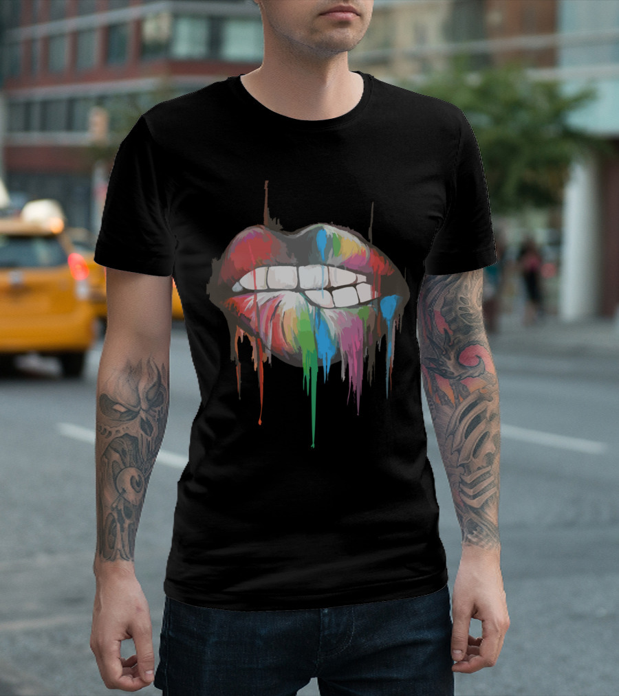 Crazy Lips Rainbow Drip T-Shirt