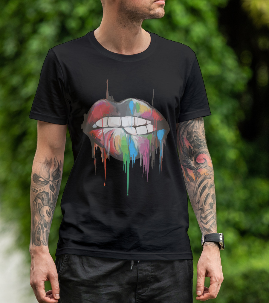 Crazy Lips Rainbow Drip T-Shirt