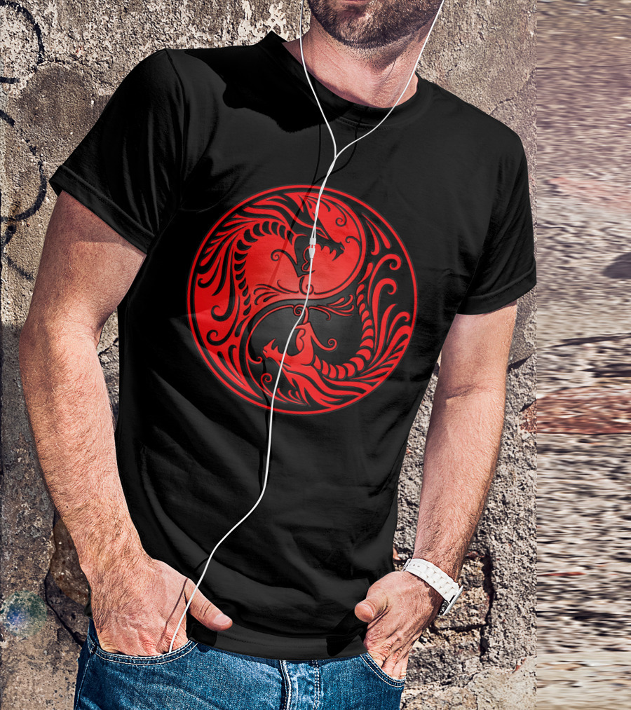 Yin Yang Red Black Dragon T-Shirt