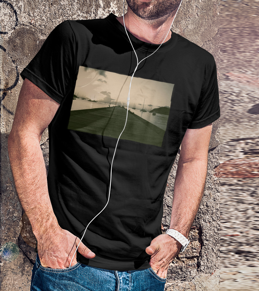 Sea Road Horizon Pier Sailboats Sunset T-Shirt