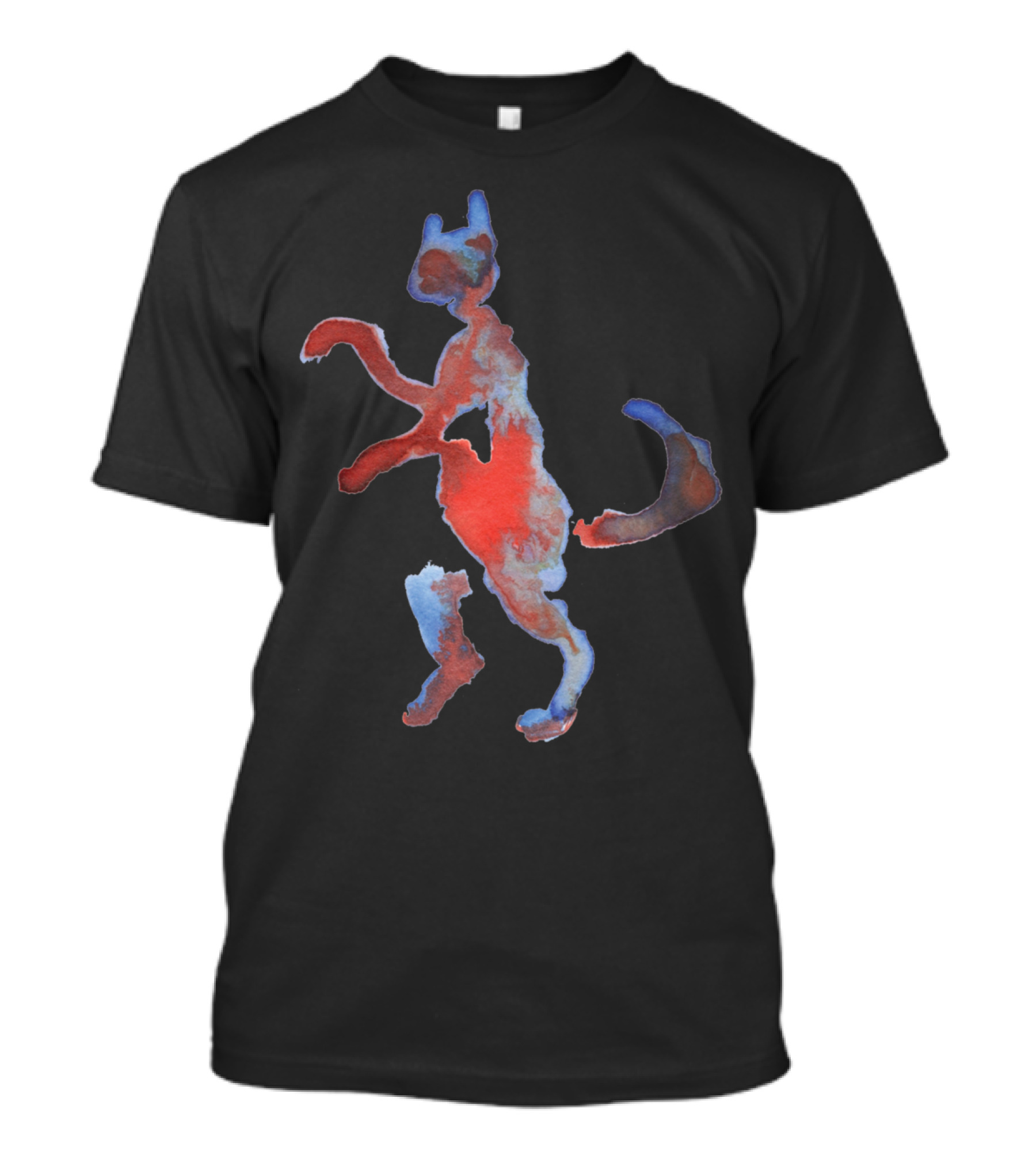 Red Blue Abstract Cat T-Shirt