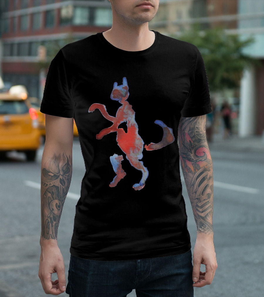 Red Blue Abstract Cat T-Shirt