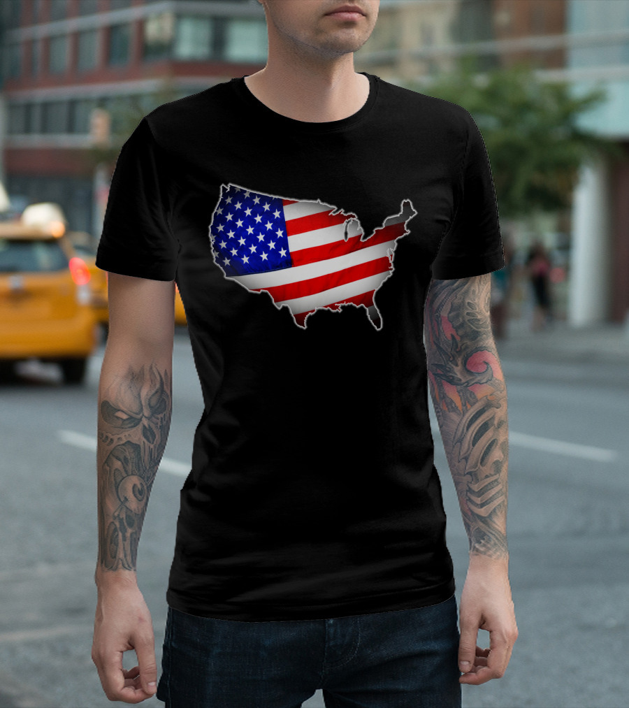I Love America USA Flag Map T-Shirt