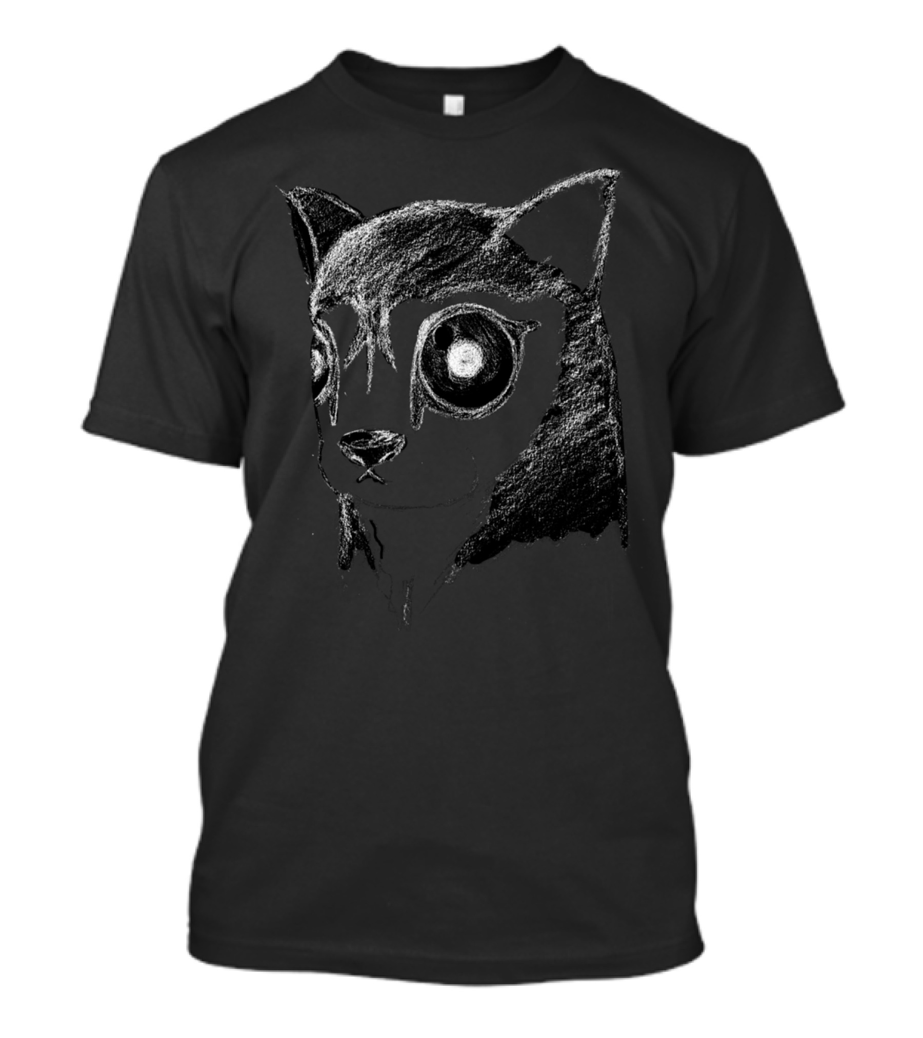 Creepy Inverted Husky Dog Stare Chalk Sketch T-Shirt