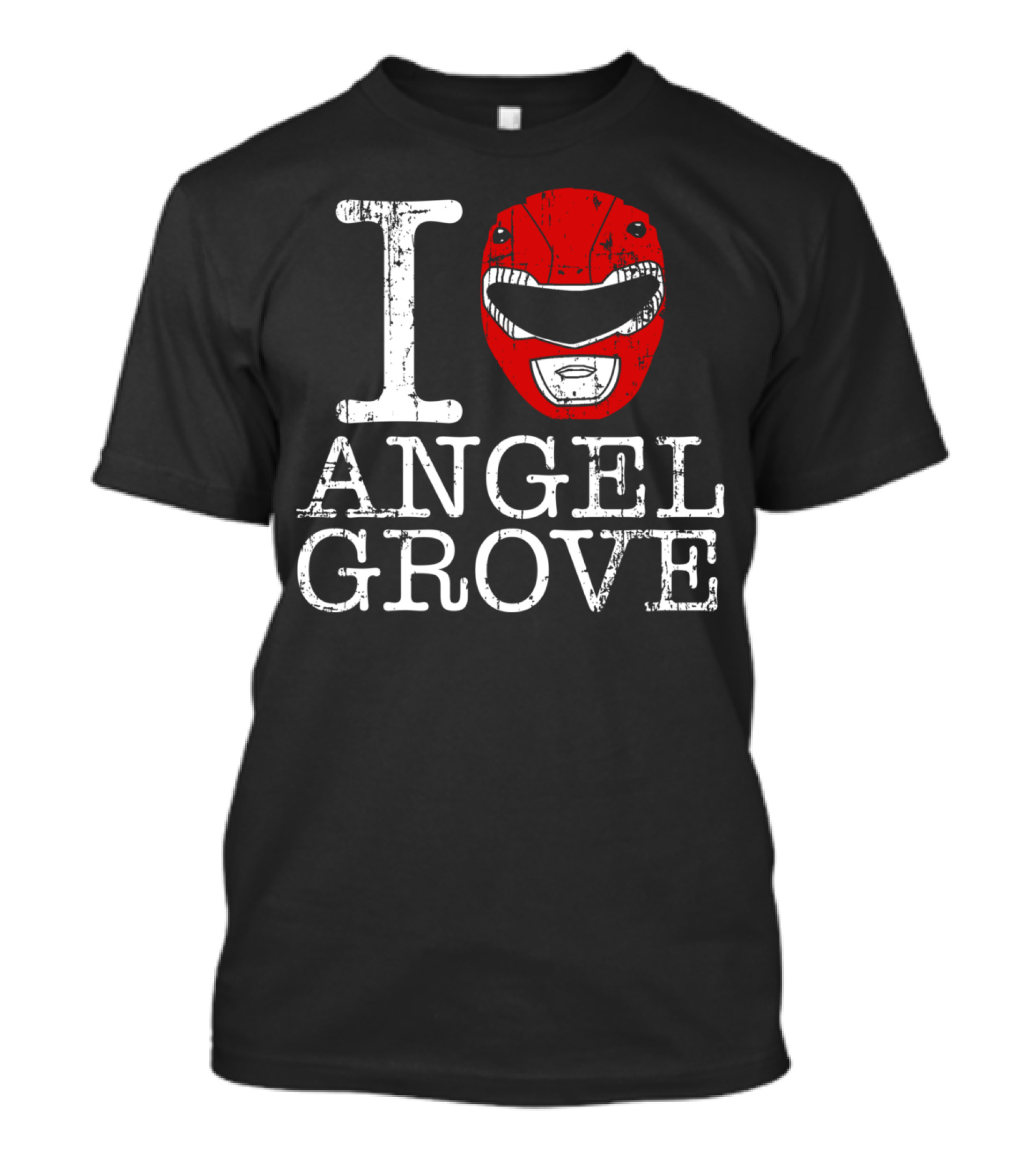 I Love Angel Grove Red Ranger Helmet T-Shirt