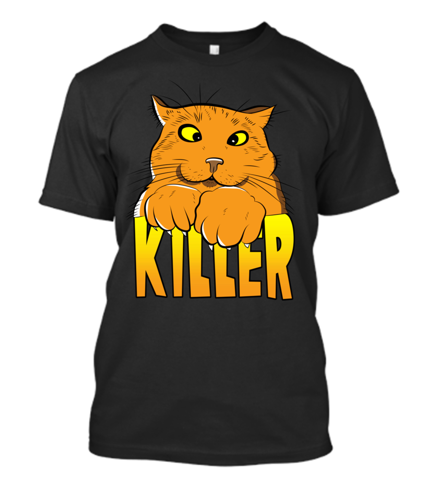 Cross Eyed Killer Cat Playfully Fierce Face T-Shirt