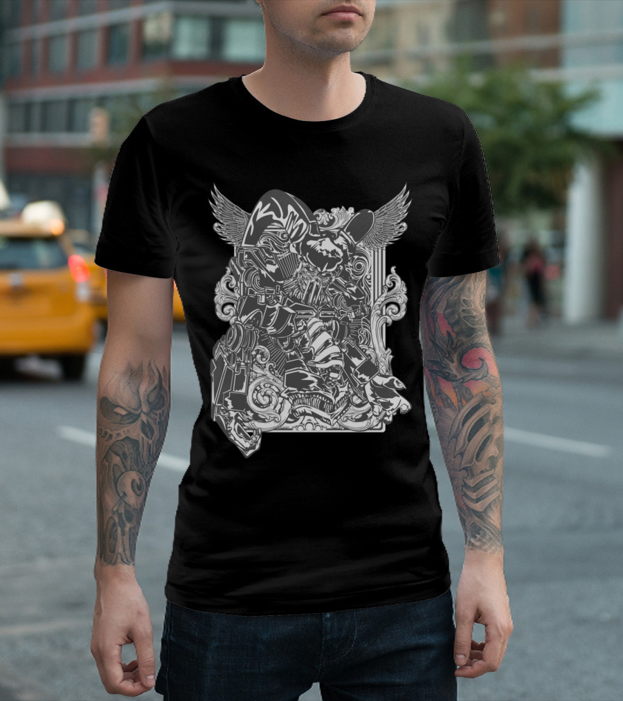 Orc Aries Mythical Warrior Wings Scrollwork Intricacy T-Shirt
