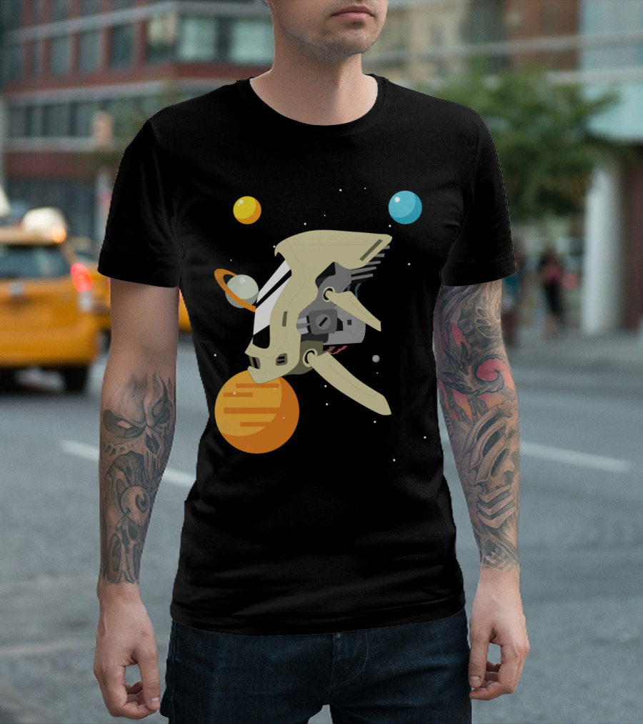 Little Spaceship Adventures Among Floating Planets And Stars T-Shirt