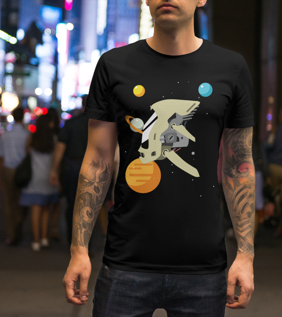 Little Spaceship Adventures Among Floating Planets And Stars T-Shirt