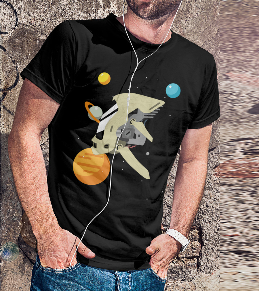 Little Spaceship Adventures Among Floating Planets And Stars T-Shirt